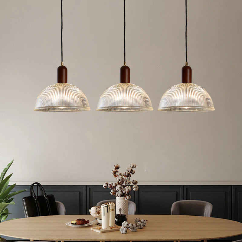 Aderynne Vintage Ribbed Glass Pendant Light