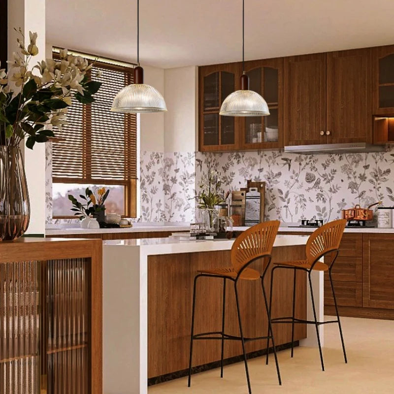 Aderynne Vintage Ribbed Glass Pendant Light