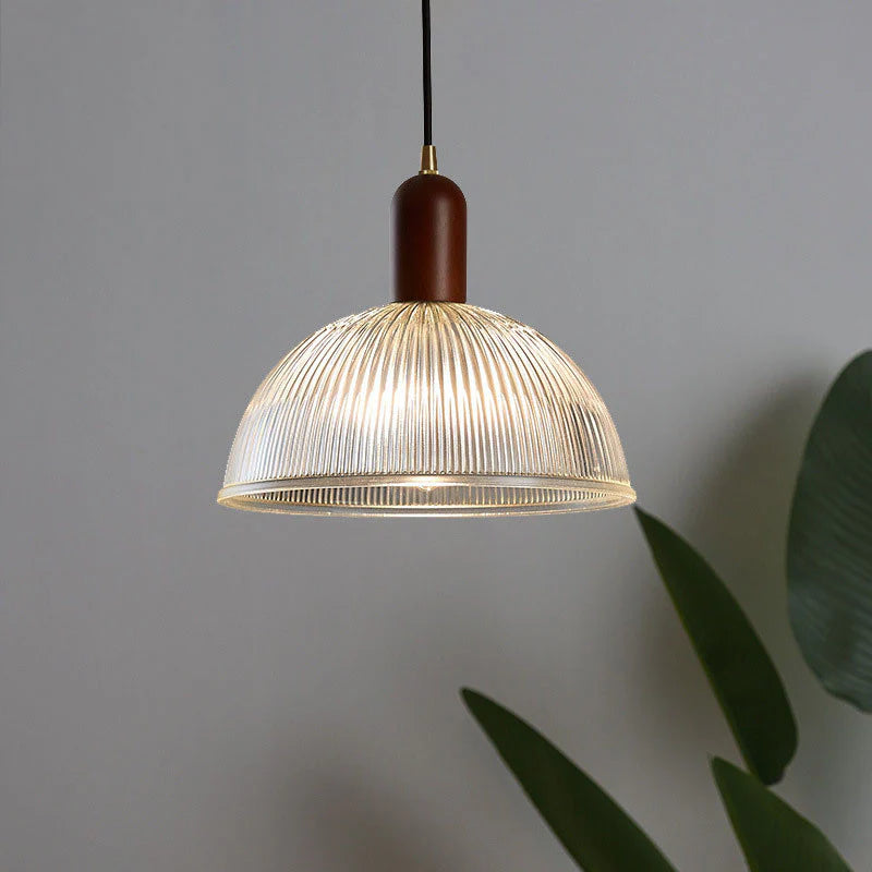 Aderynne Vintage Ribbed Glass Pendant Light