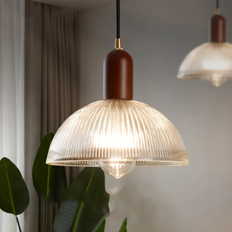 Aderynne Vintage Ribbed Glass Pendant Light