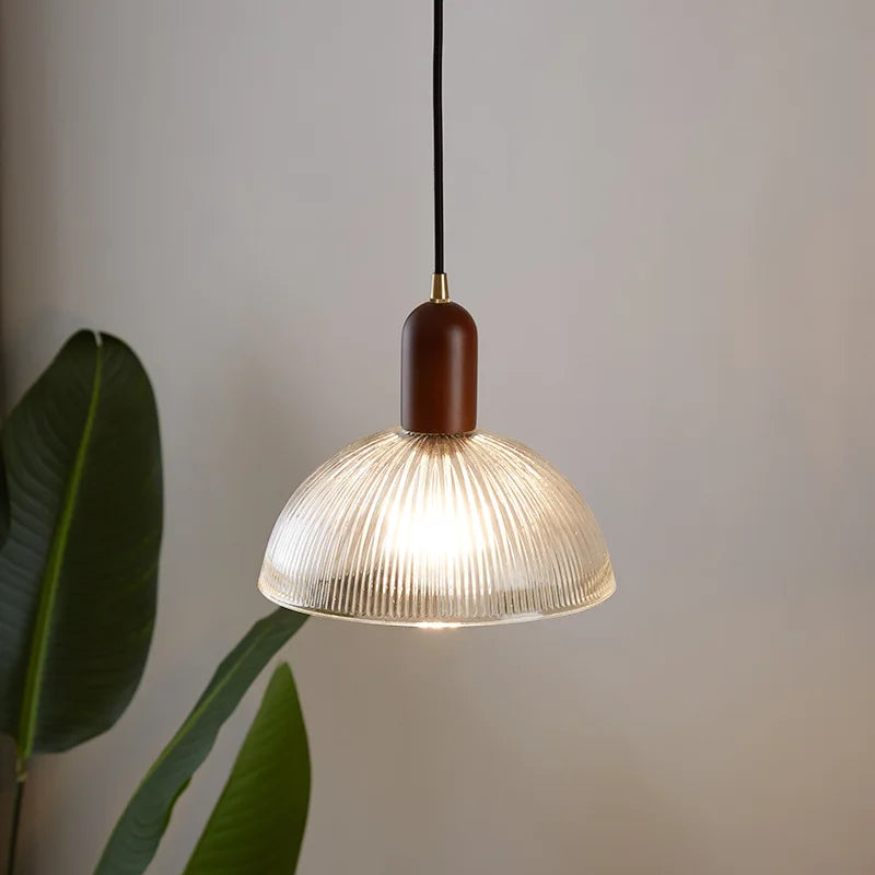 Aderynne Vintage Ribbed Glass Pendant Light