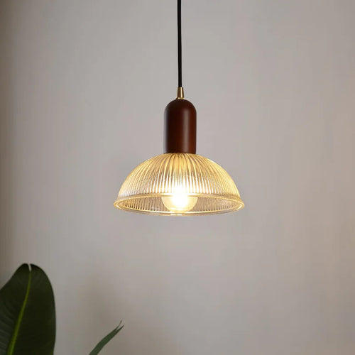Aderynne Vintage Ribbed Glass Pendant Light