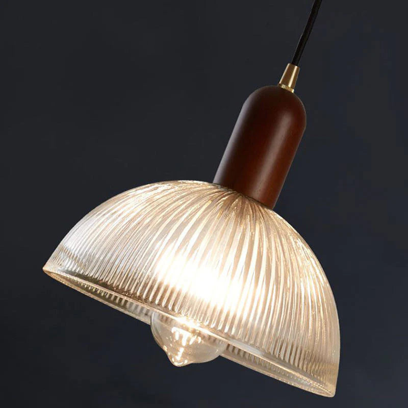 Aderynne Vintage Ribbed Glass Pendant Light