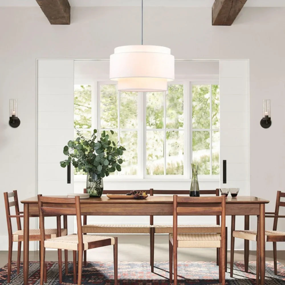Alfheim Tiered Linen Drum Pendant Light