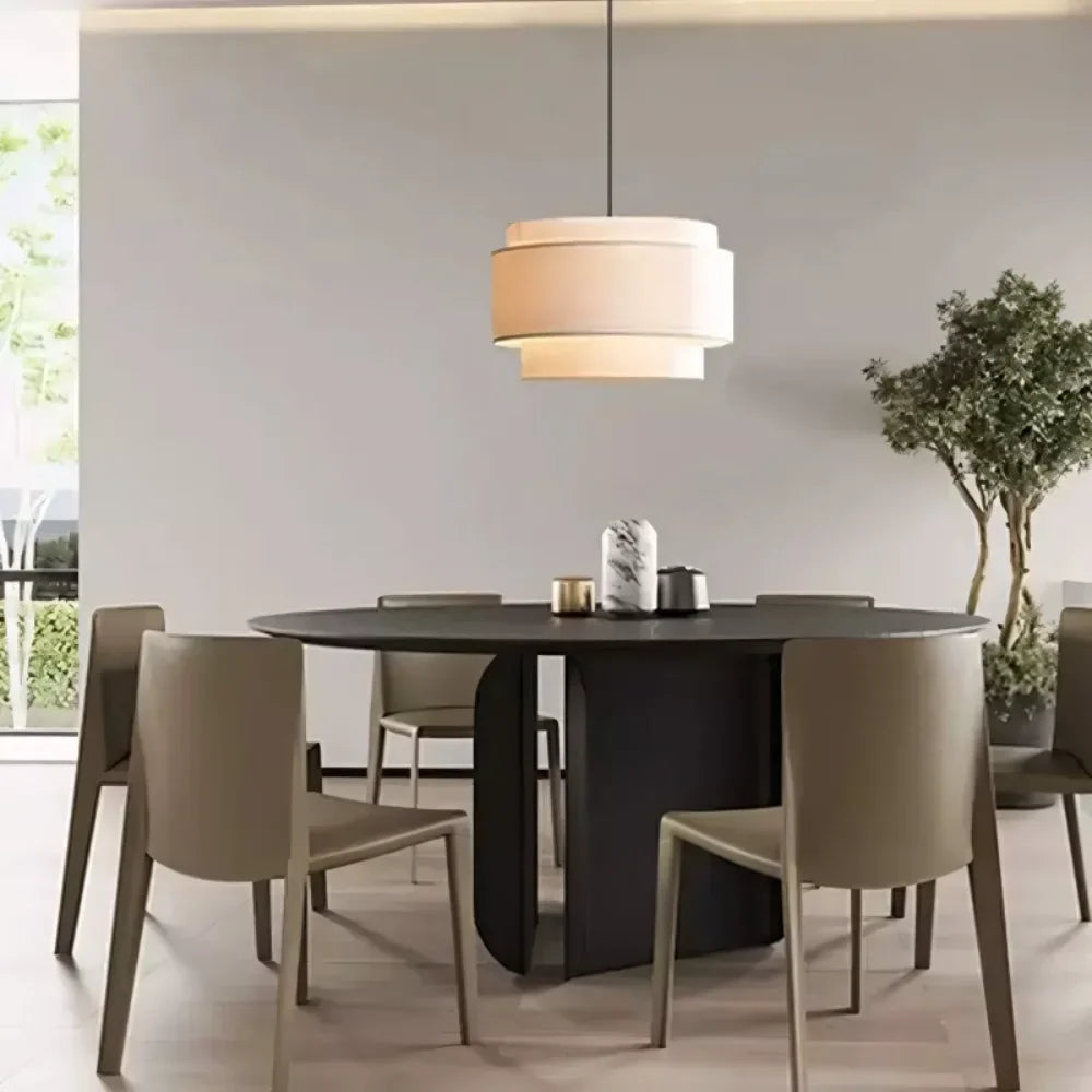 Alfheim Tiered Linen Drum Pendant Light