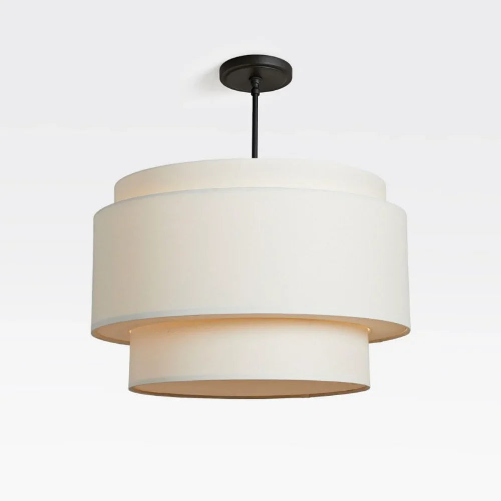 Alfheim Tiered Linen Drum Pendant Light