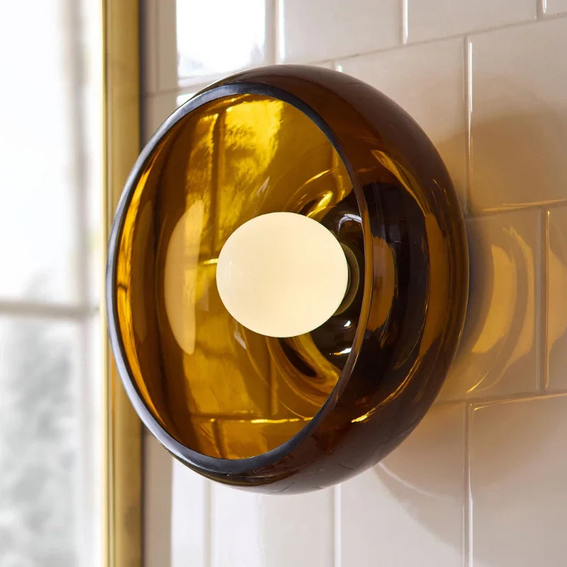 Alistair Retro Glass Bowl Shaped Wall Sconce