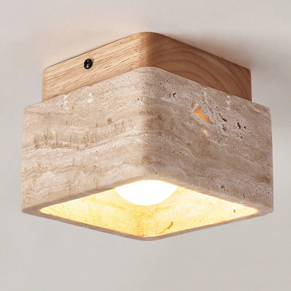 Anisa Modern Square Travertine Ceiling Light