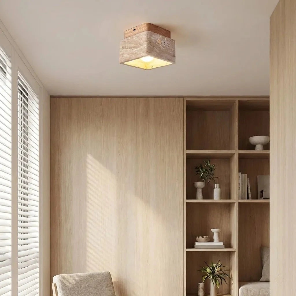 Anisa Modern Square Travertine Ceiling Light