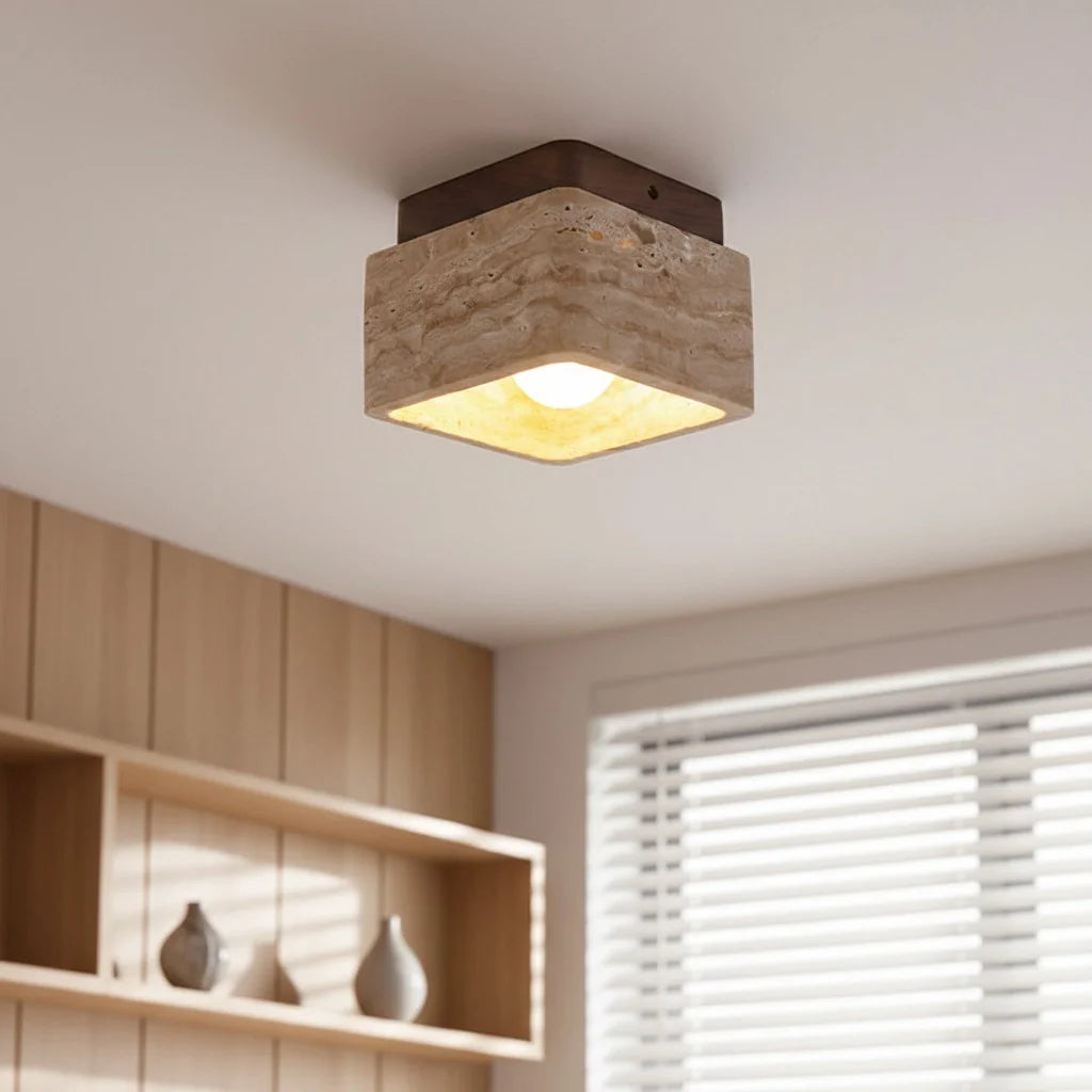 Anisa Modern Square Travertine Ceiling Light