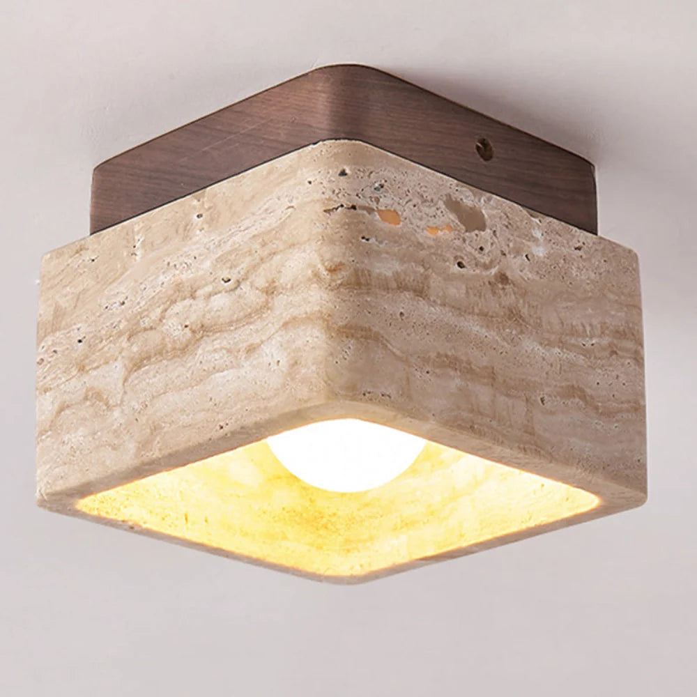 Anisa Modern Square Travertine Ceiling Light