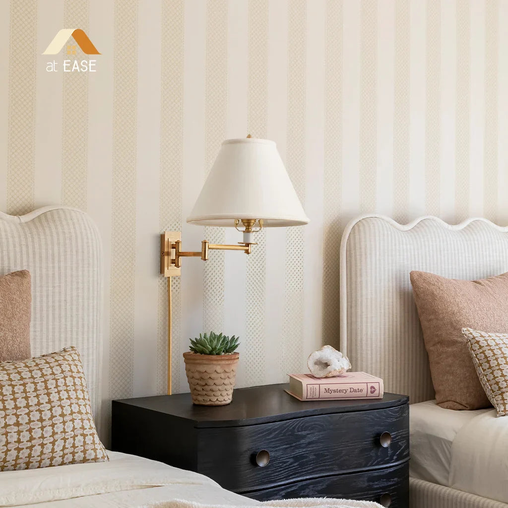 Arlington Linen Shade Metal Swing Arm Wall Lamp