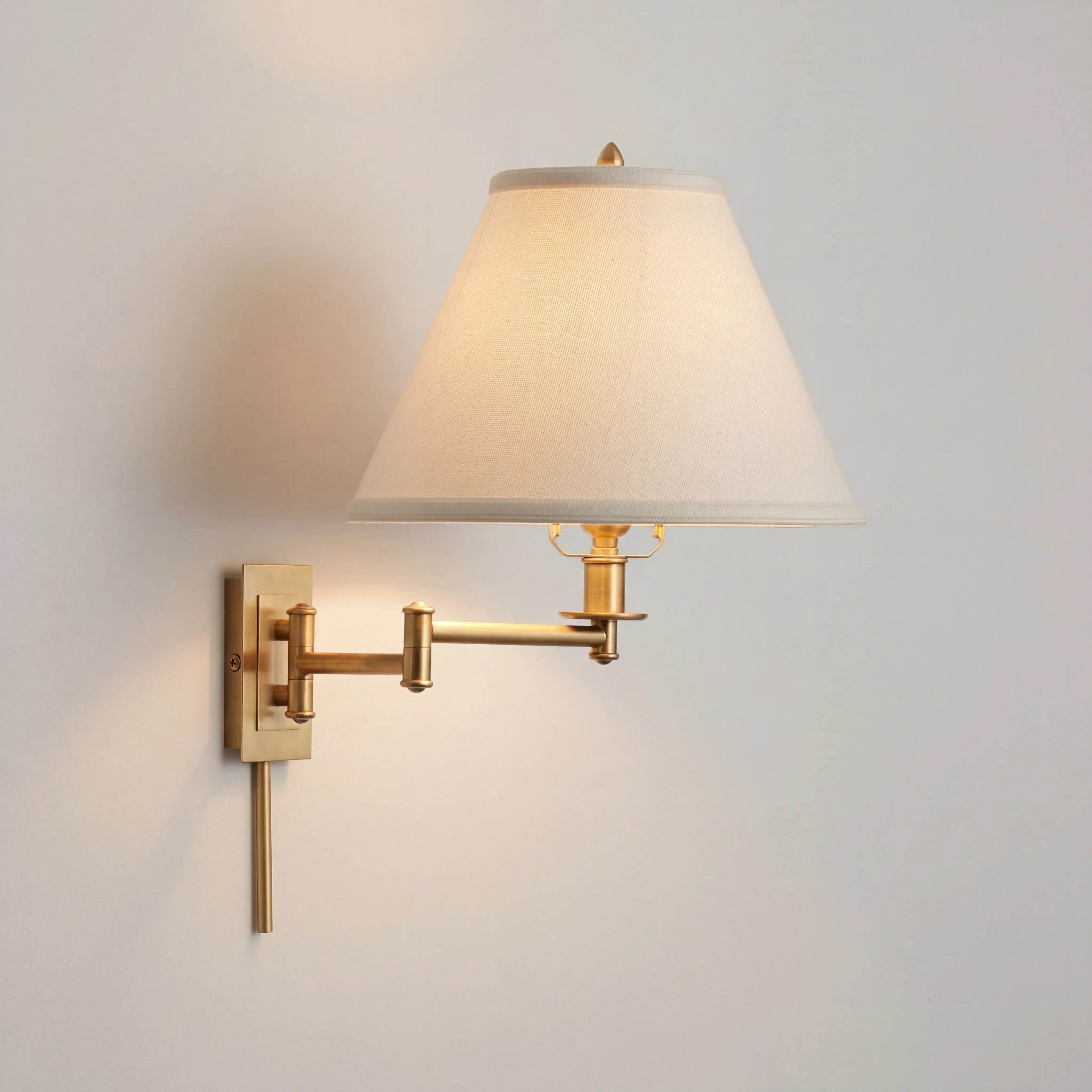 Arlington Linen Shade Metal Swing Arm Wall Lamp