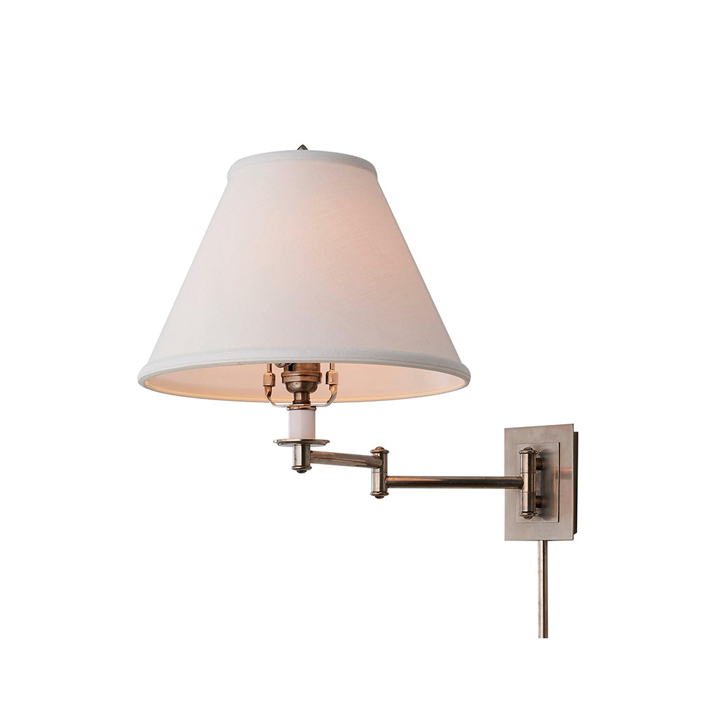 Arlington Linen Shade Metal Swing Arm Wall Lamp