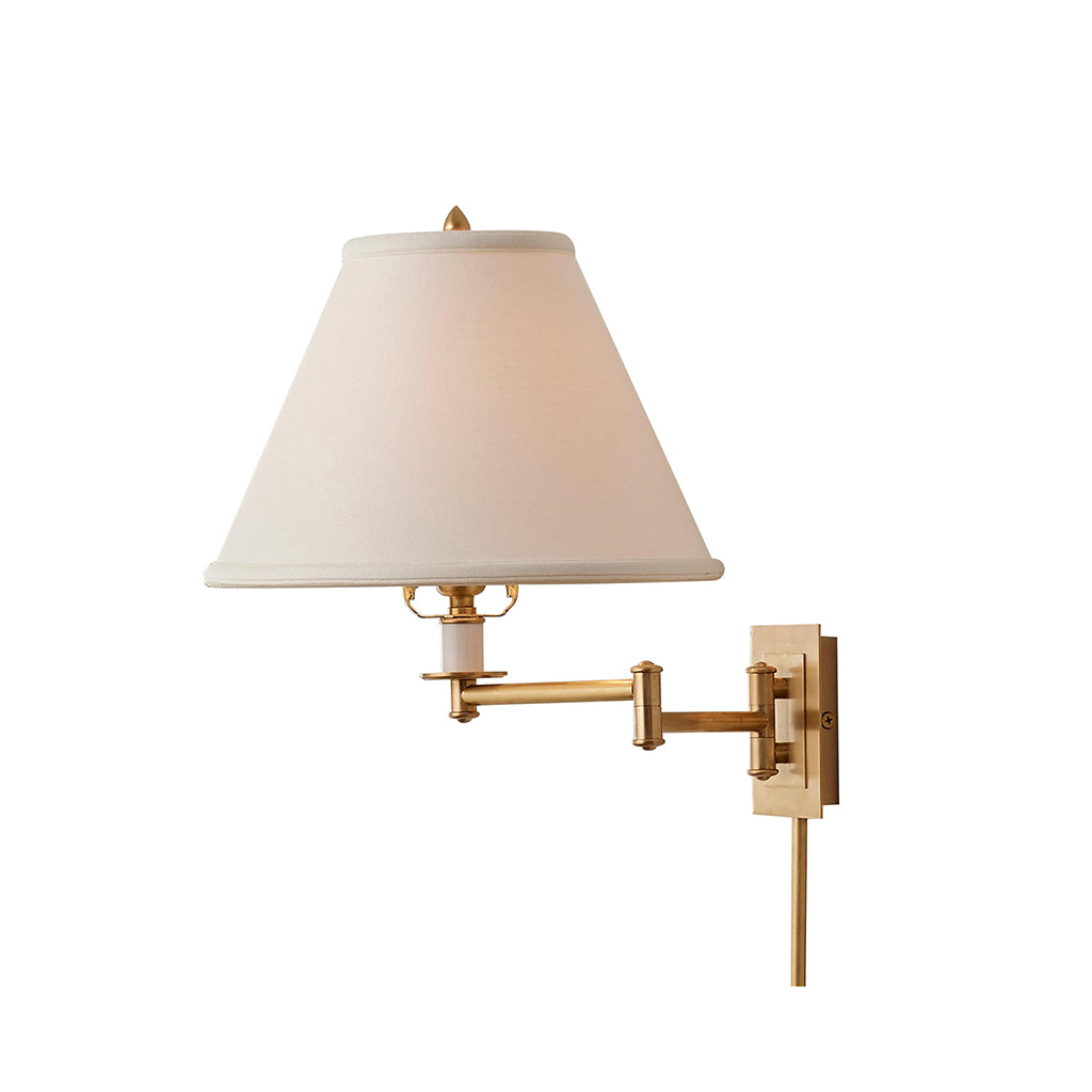 Arlington Linen Shade Metal Swing Arm Wall Lamp
