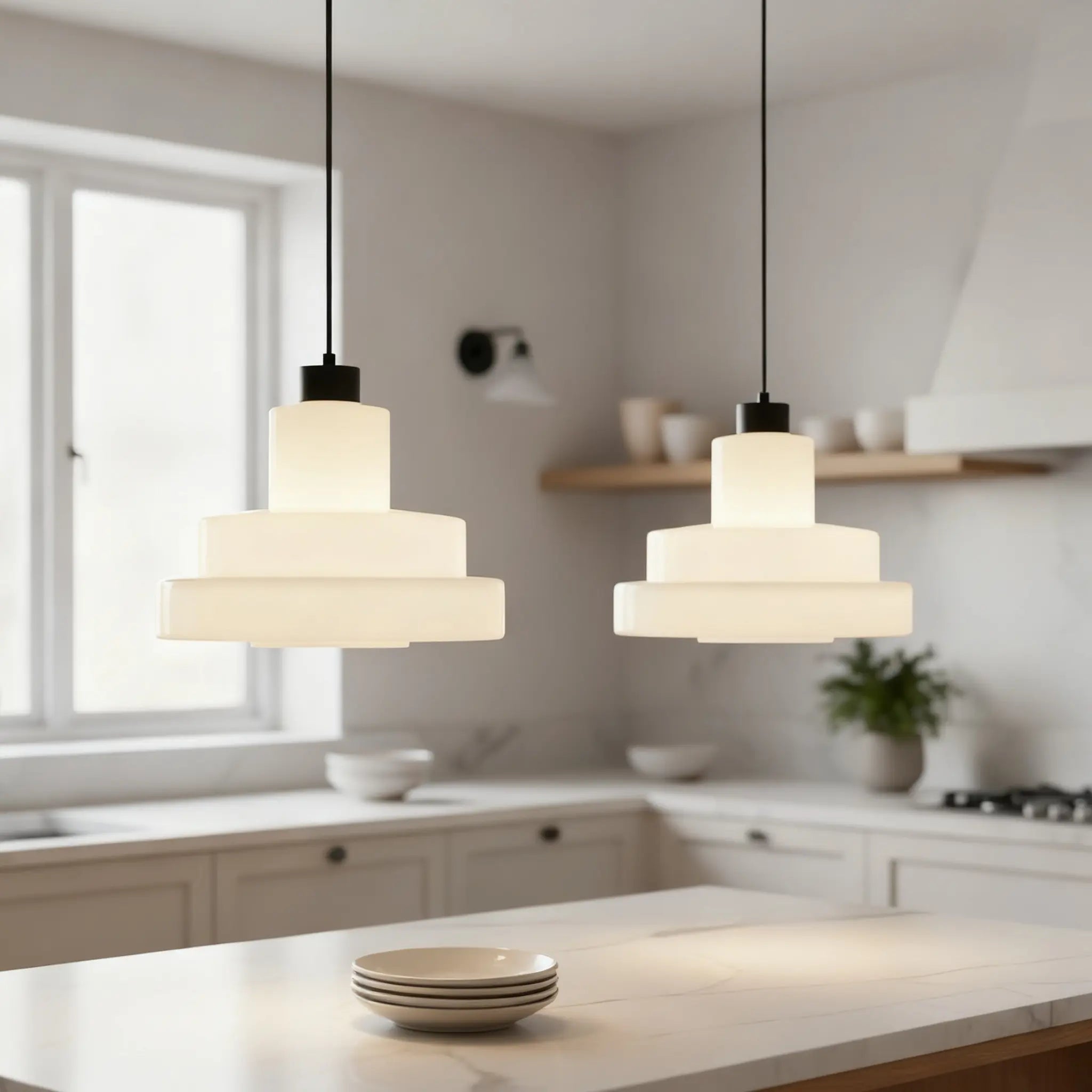 Arvin Multi Tiered Cake Glass Pendant Light