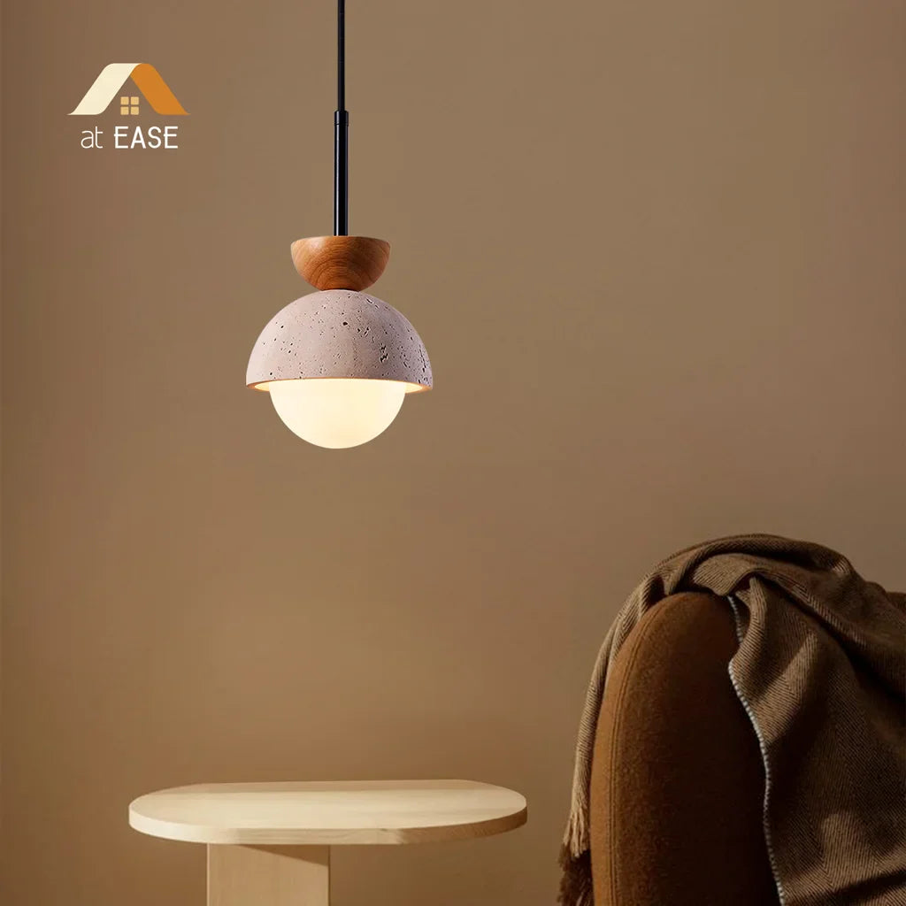 Athenis Luna Stone Spherical Pendant Light