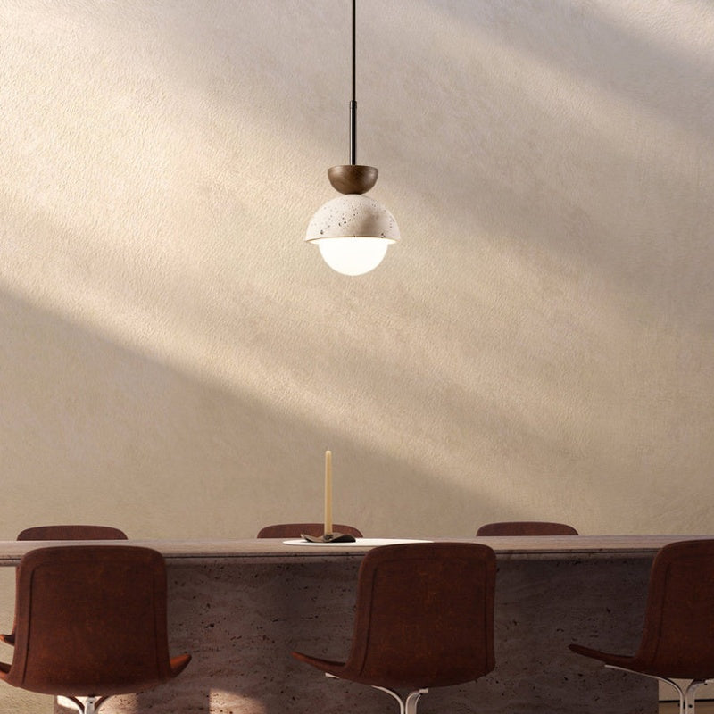 Athenis Luna Stone Spherical Pendant Light