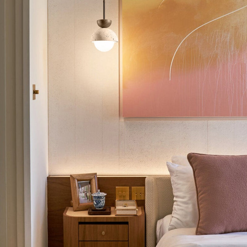 Athenis Luna Stone Spherical Pendant Light