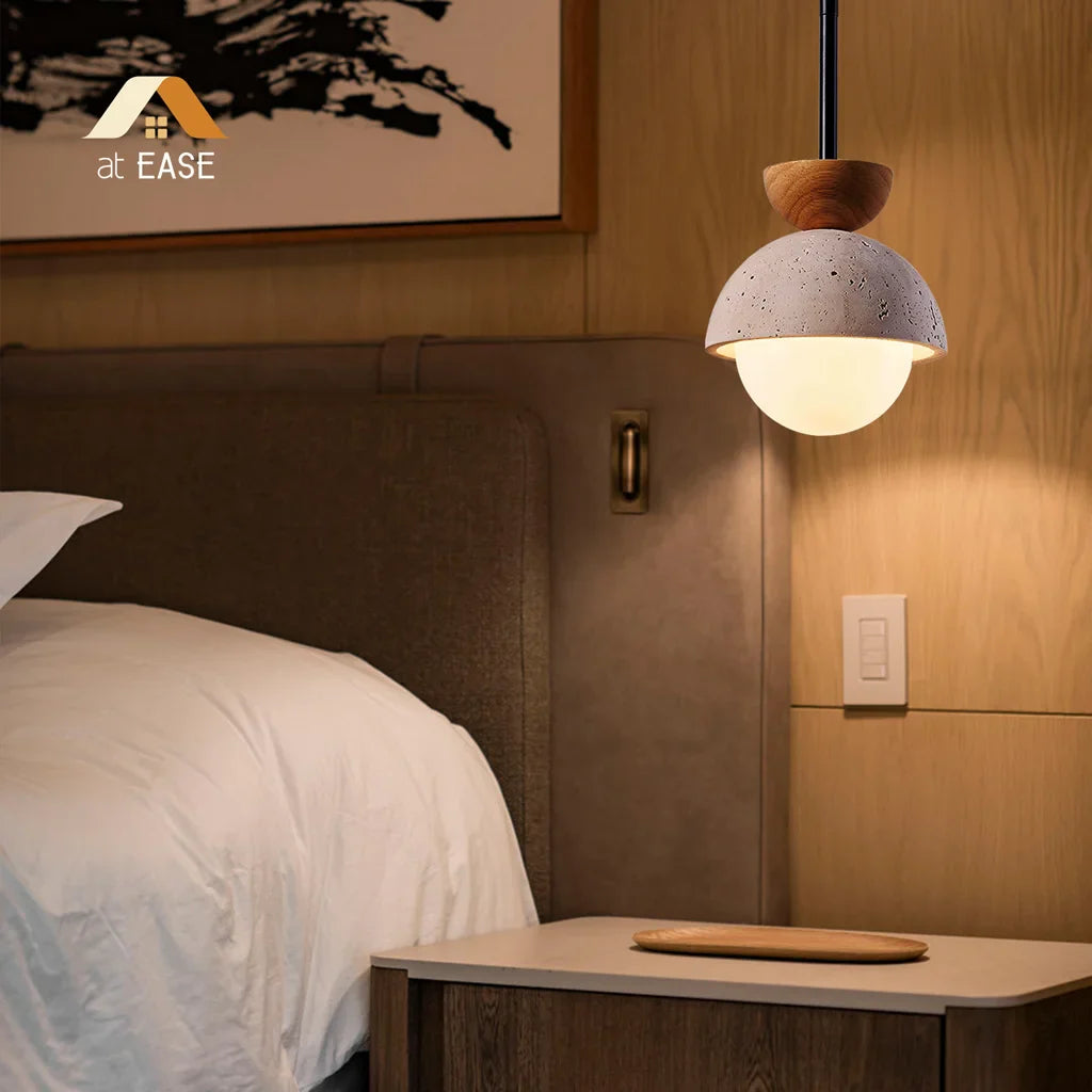 Athenis Luna Stone Spherical Pendant Light