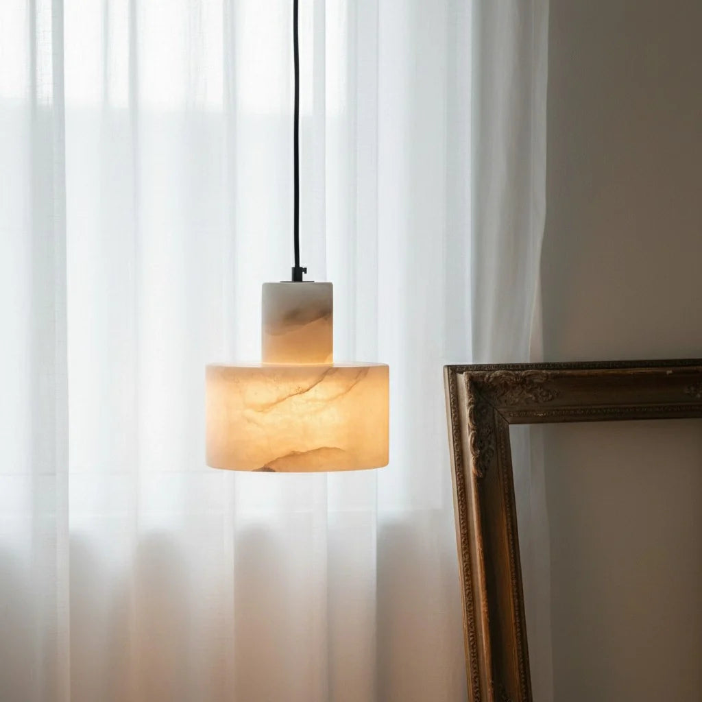 Averon Modern Dual Cylinder Alabaster Pendant Light