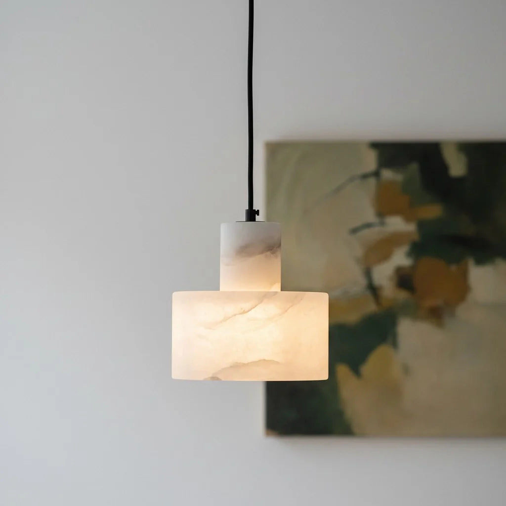 Averon Modern Dual Cylinder Alabaster Pendant Light