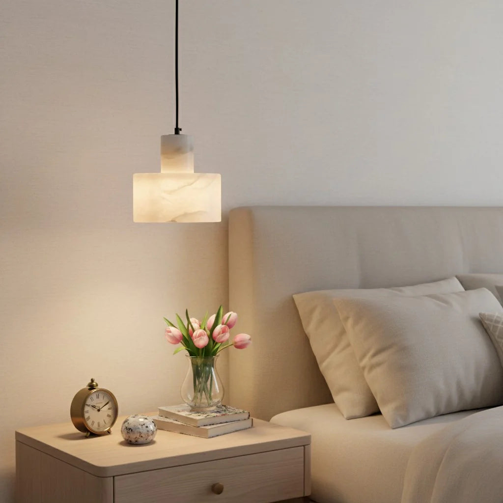 Averon Modern Dual Cylinder Alabaster Pendant Light